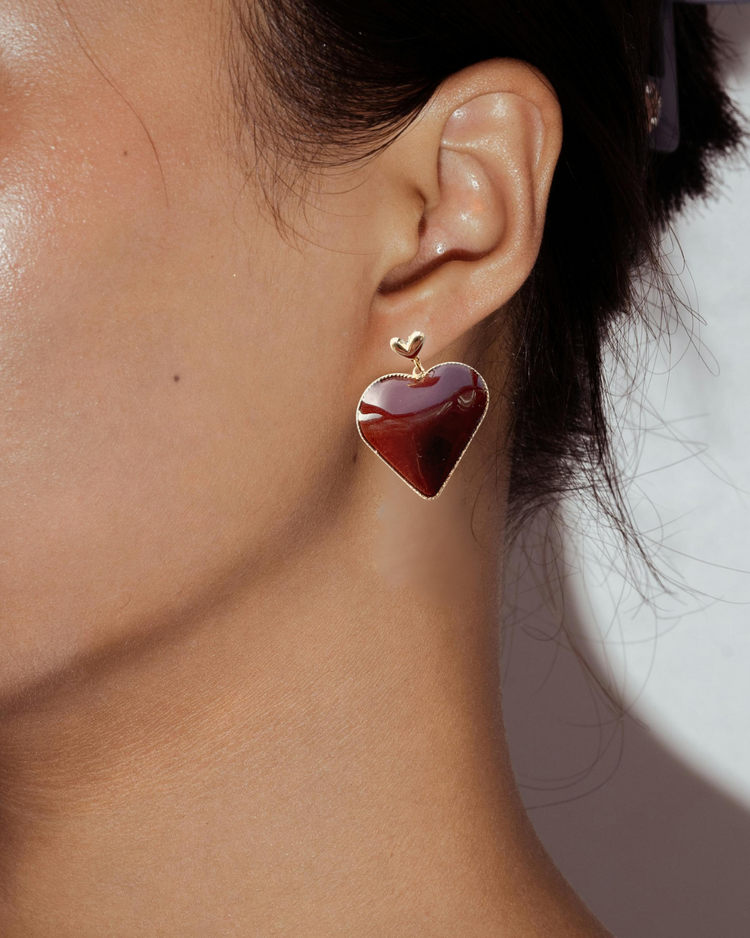 Burgundy Crush Heart Earrings
