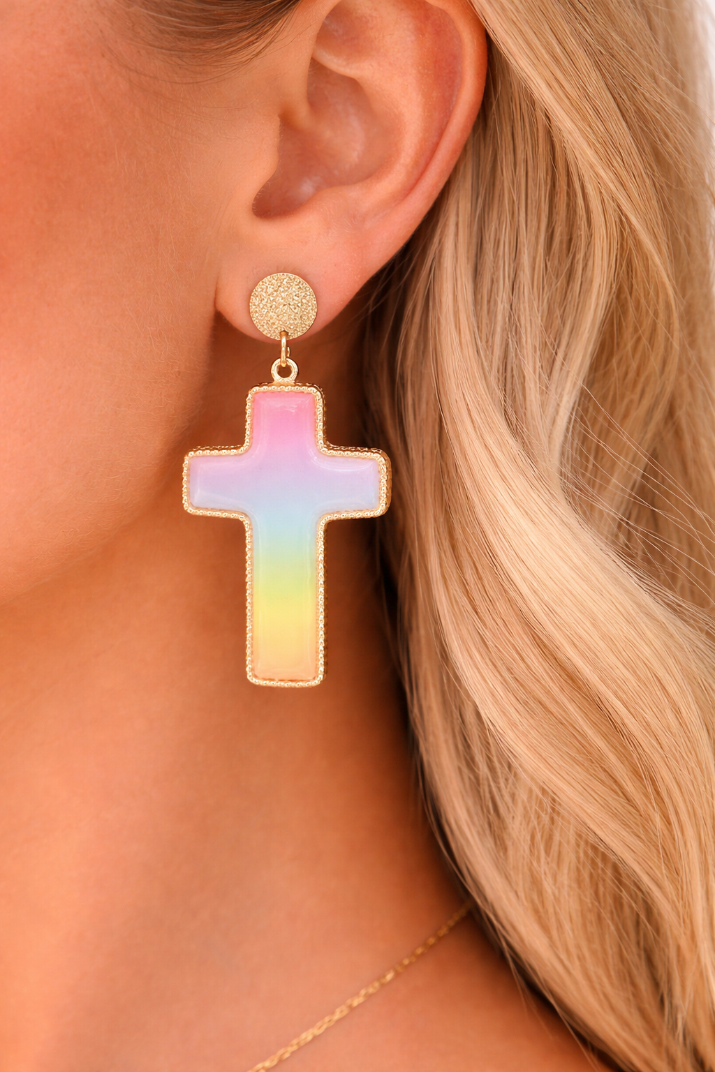 Rainbow Promise Cross Earrings
