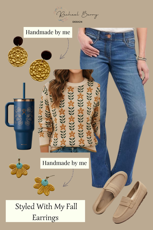 Casual Comfort: Everyday Denim & Handmade Statement Earrings