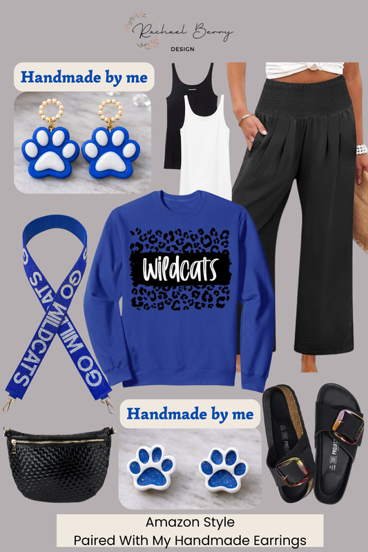 Go Wildcats Outfit Styled With Handmade Polymer Clay Earrings