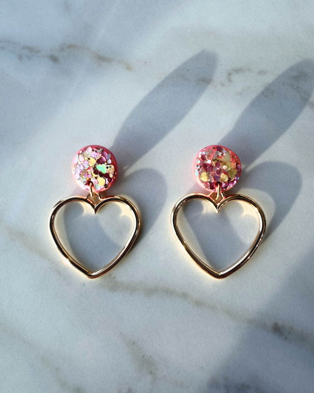Glitter Goddess Heart Earrings