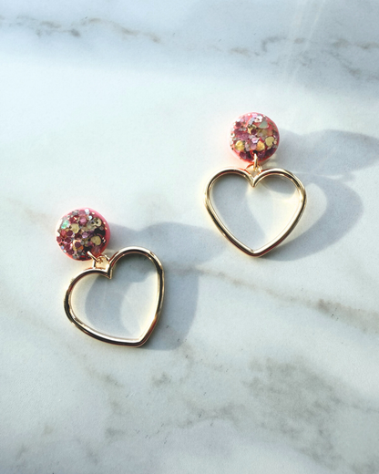 Glitter Goddess Heart Earrings