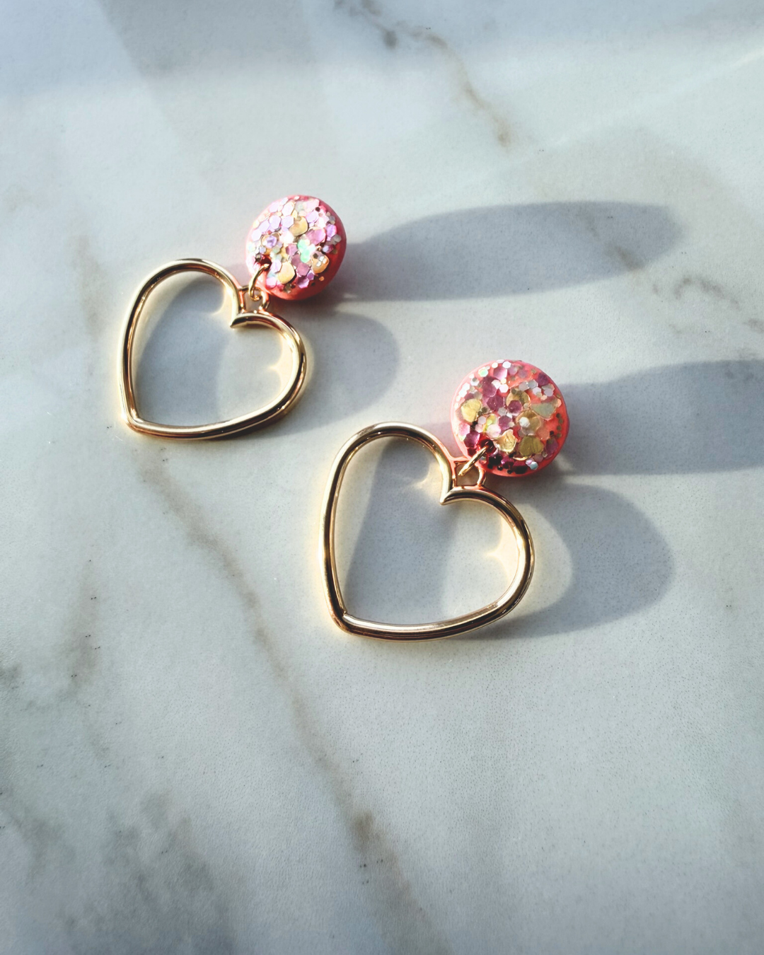 Glitter Goddess Heart Earrings