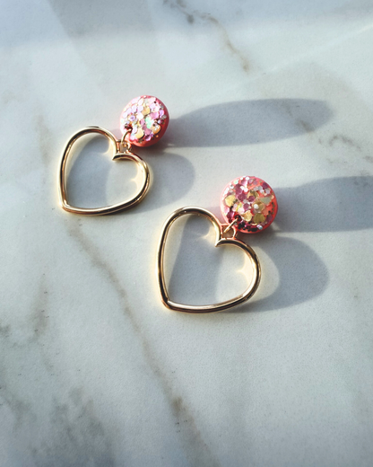 Glitter Goddess Heart Earrings