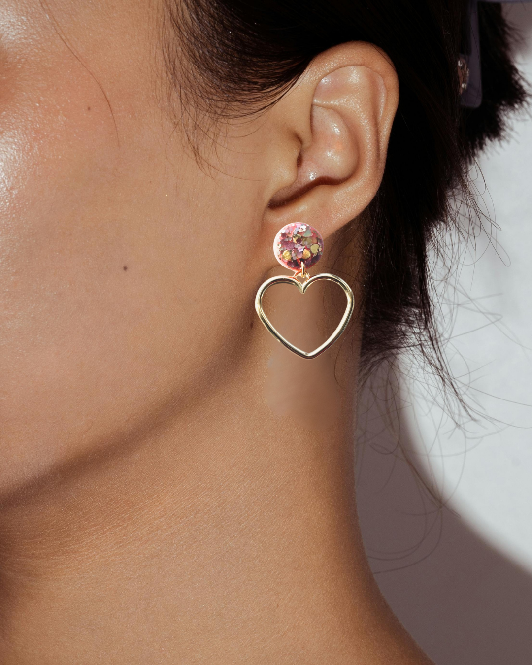 Glitter Goddess Heart Earrings