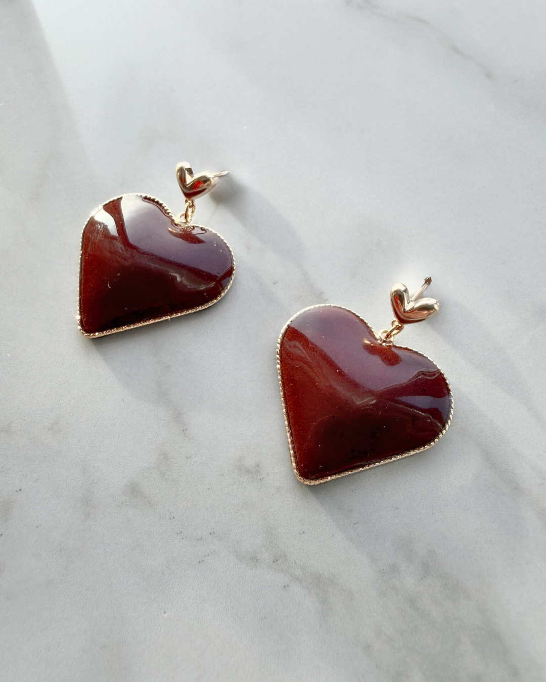 Burgundy Crush Heart Earrings
