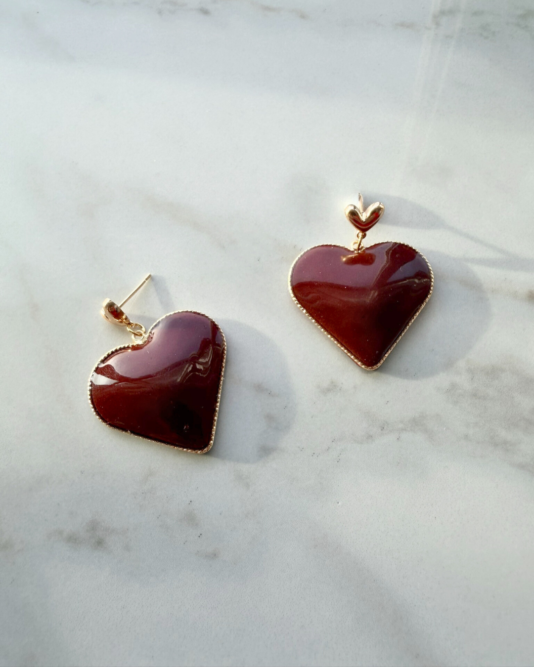 Burgundy Crush Heart Earrings