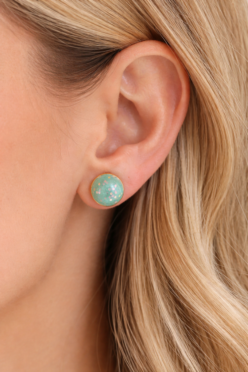 Mint Confetti Stud Earrings