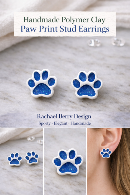 Blue and White Pride Paw Studs