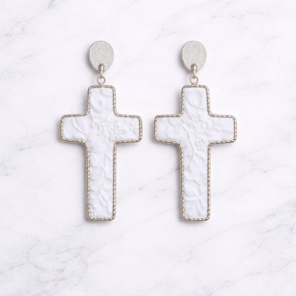 Heavenly Bloom Cross Earrings