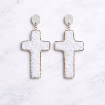 Heavenly Bloom Cross Earrings