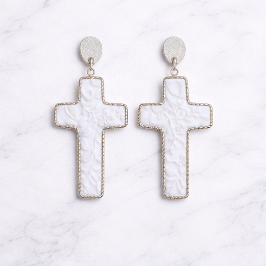 Heavenly Bloom Cross Earrings