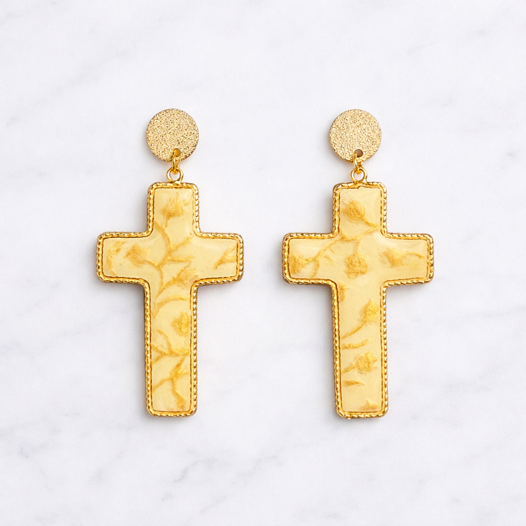 Sunshine Faith Cross Earrings