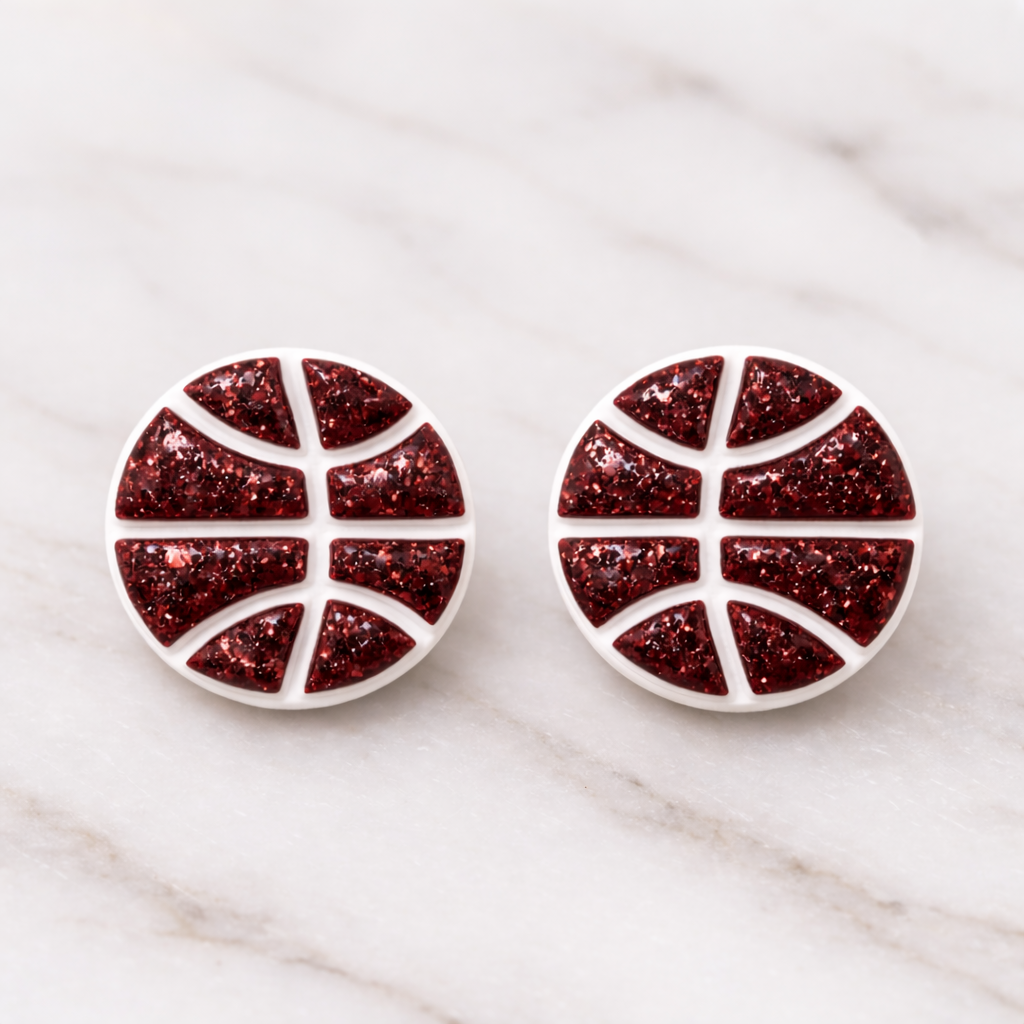 Game Day Sparkle Basketball Studs