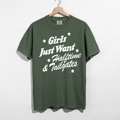Girls Just Want Halftime & Tailgates Graphic Tee | Football Game Day Shirt