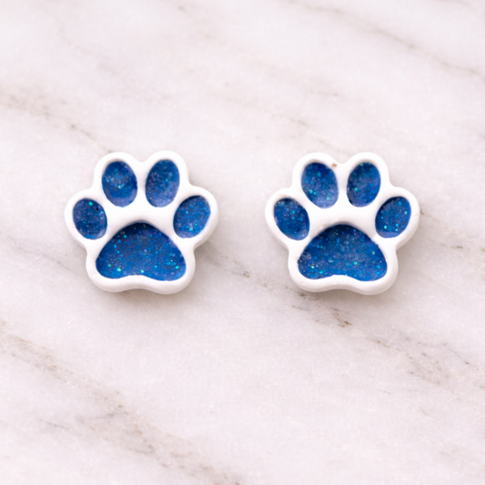 Blue and White Pride Paw Studs