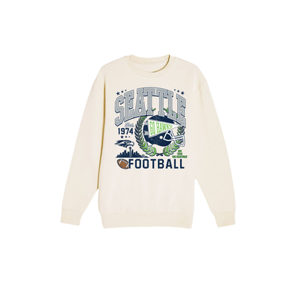 Seattle Football Vintage Graphic Crewneck Sweatshirt | Retro Game Day Sweatshirt